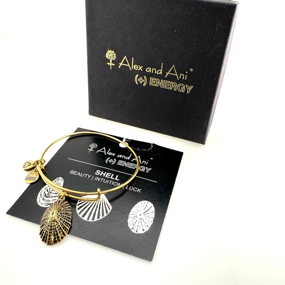Alex and Ani раковина золотистый браслет энергии США подвески регулируемый w коробка - Изображение 1 из 4