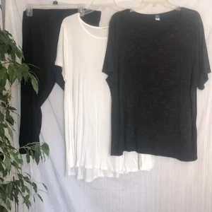 OLD NAVY LARACE 3 loungewear activewear casual black cream tops & pant SZ 2XL - Picture 1 of 16