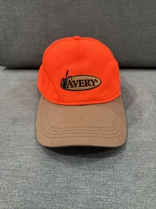 Sombrero Avery Slideback Hunter Naranja Brillante Ajustable Bordado 6 Paneles Usado - Imagen 1 de 14