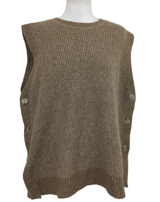 Autograph Women's Knitted Vest Size L Brown Crew Neck Wool Blend Buttons New F1 - Image 1 of 4