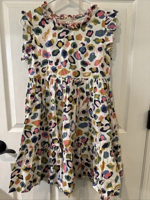 Vestido Rosa Pollo Forrado Algodón Volantes Sin Mangas Colorido Estampado Animal 12Y Foto 1 de 4