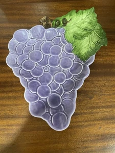Purple Grape Cluster Serving Plate Platter Department 56 Vineyard Cheryl Johnson - Picture 1 of 11