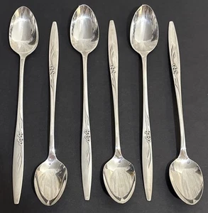 Oneida Community Silverplate ENCHANTMENT GENTLE ROSE - Iced Tea Spoon - Lot of 6 - Picture 1 of 7