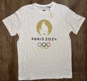 Official Paris 2024 Olympic Games White Pima Cotton T-Shirt NWT Adult Large - Picture 1 of 6