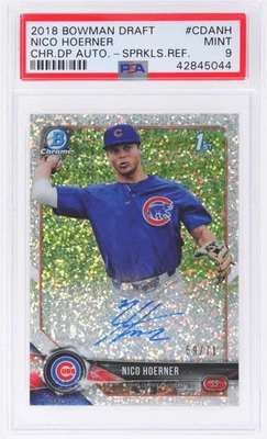 2018 Bowman Draft Nico Hoerner Chrome 1st Auto Sparkle Refractor 59/71 PSA 9 - Image 1 of 2