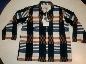 Ace & Jig Set Black Brown Plaid Button Up Shirt L Large NWT - Picture 1 of 8