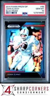 2019 PANINI PRIZM DRAFT PICKS BLUE #49 JOHN ELWAY HOF POP 1 PSA 10 - Image 1 of 3