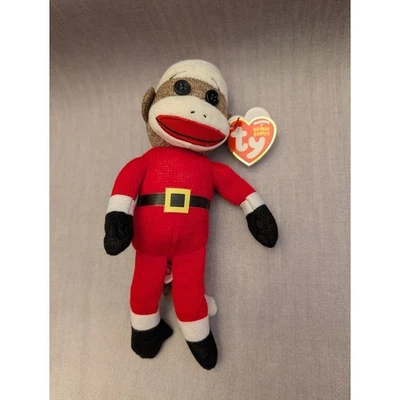 Nuevo con etiquetas Ty Beanie Bebés Calcetín Mono Santa Navidad Peluche 8" Juguete 2012 Regalo de vacaciones Foto 1 de 4