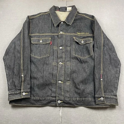 Jaqueta jeans masculina vintage Meca EUA preta XXL com botões hip hop streetwear - Imagem 1 de 4