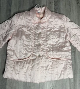 Vintage 1950s NANETTE Pink Quilted Bed Jacket  W/Original Hanger robe MINT! - Picture 1 of 11