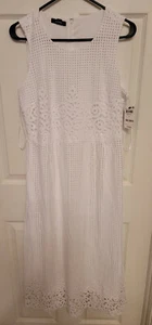 Original ALFANI Damen hellweiß Spitze Midikleid-Größe 12-Neu mit Etikett - Bild 1 von 9