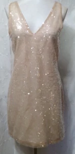 Neu A NEW DAY™ Größe Extra Small XS Mini A-Linie Kleid ärmellos Pailletten creme - Bild 1 von 4