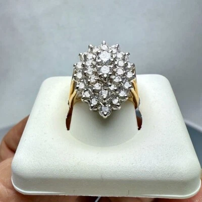 Ladies 32 Diamond Cocktail Ring 1.31 carats 14K yellow gold 6.4 grams Size 6.5 - Image 1 of 4