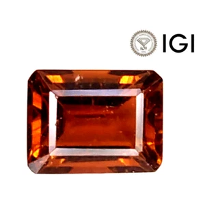 1.52cts igi certified brownish orange natural tourmaline emerald cut loose  - Picture 1 of 5