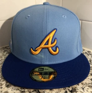 New Era Atlanta Braves 30th Anniversary Blue Mango 59FIFTY Fitted Hat Size 7 3/8 - Picture 1 of 5