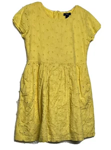 Gap Kids Girls Size L Embroidered Short Sleeve Yellow dress - Picture 1 of 8