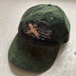 Vintage 1990s Polo Ralph Lauren Corduroy Pheasant Script Leather Strap Cap NWT - Picture 1 of 5