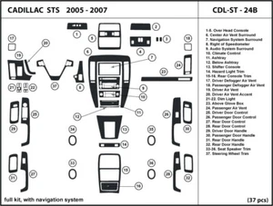 Carbon Fiber Dash Trim Kit for CADILLAC STS 2005-2007 with navigation CDL-ST-24B - Picture 1 of 1