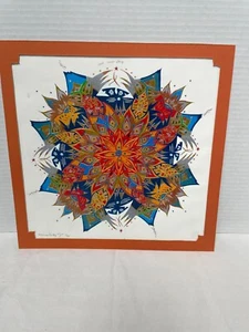 Indianer Mandala, Künstlerstift signiert, orange, rot, blau, Galeriewand - Bild 1 von 10
