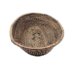 Oval Basket Woven Rounded Bottom Brown Gathering 9 x 6 x 2 - Foto 1 di 9