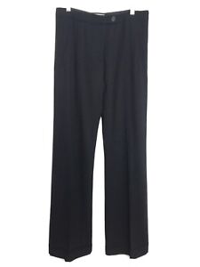 Moschino Women's Black Wool Pants Trousers Cuffed Pleated Front Size 8