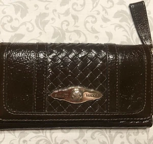 Elliott Lucca Clutch Geldbörse Espresso braun Lackleder dreifach faltbar - Bild 1 von 5