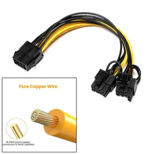 10Pcs PCI-Express PCIE 8 Pin to Dual 8 (6+2) Pin VGA Graphic Video Card Adapter - Photo 1/12