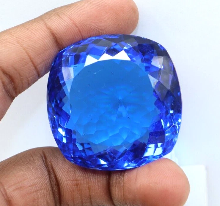 Piedra preciosa suelta certificada brasileña corte cojín topacio azul natural 300 quilates Foto 1 de 4