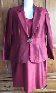 Coldwater Creek 2 pc Suit Burgundy Red Sheath Dress and Blazer P10 NEW - Picture 1 of 9