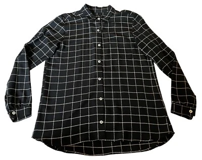 Steven Alan Black/white Plaid Black/white Silk Top Blouse Shirt Sz M Button Up - Image 1 of 4
