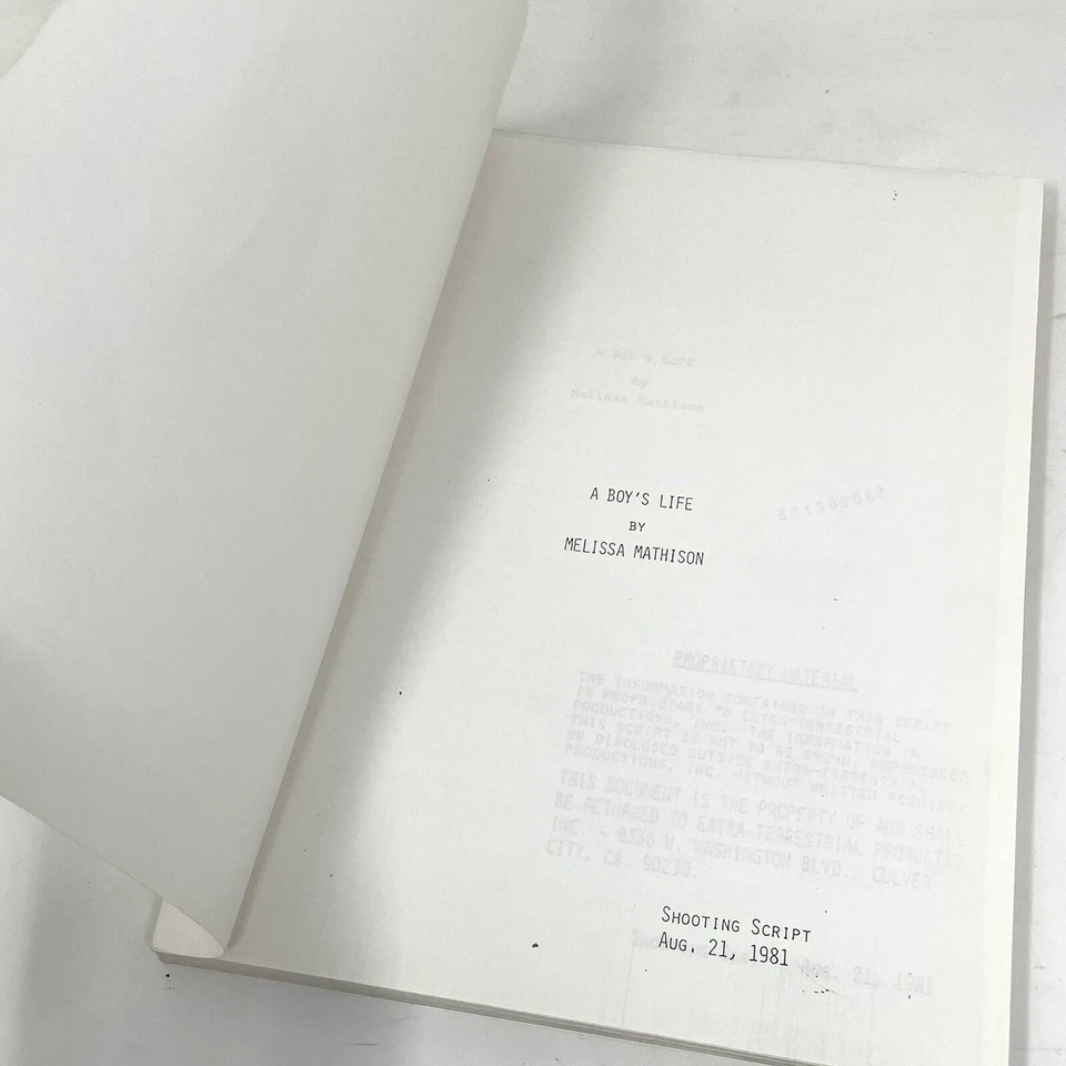 ET Movie Script Rare 1981 A Boys Life Original Willian Kotzwinkle Copy BOY00062 - Image 1 of 4