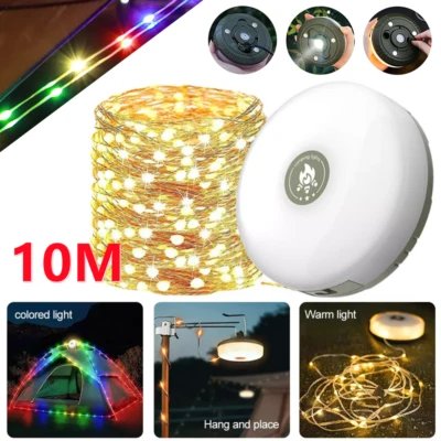 10M Portable Camping String Lights Retractable USB Rechargeable Lamps Waterproof - Image 1 of 4