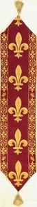 183 X 33CM FLEUR DE LYS LINED BELGIAN TAPESTRY TABLE RUNNER WITH TASSLES 9300/77 - Picture 1 of 5