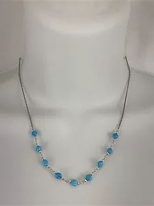 Sterling Silber .925 ~ Dornröschen Türkis Perlen 17" Halskette Halsband - Bild 1 von 3
