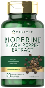 Bioperine Black Pepper Extract 10mg | 120 Capsules | Non-GMO | by Carlyle - Picture 1 of 8