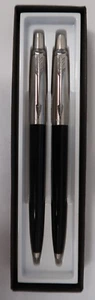 Parker Jotter Set Black & Stainless Steel Pen Black Ink & .5mm Pencil New In Box - Picture 1 of 3