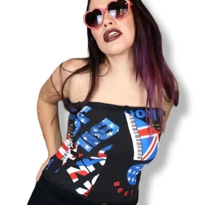 Billy Joel Elton John Boob Tube Bandeau 1998 Tour Band T Shirt Vintage Upcycled - Picture 1 of 6