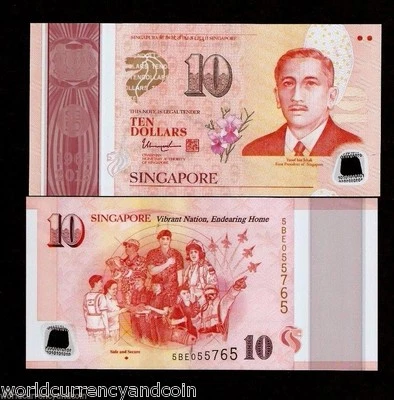 SINGAPORE 10 Dollars P-59 A 2015 Commemorative UNC Air Plane Military Uniform - Image 1 of 2
