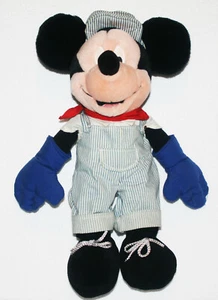 MICKEY MOUSE PLUSH FIGURE LARGE TRAIN ENGINEER LOCOMOTIVE RAILROAD OVERALLS HAT - Picture 1 of 1