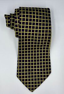 Sulka 100% Silk Mens Tie Purple Yellow Black Geometric Square Made In France