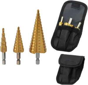 Metal Drill Bits,Spiral Grooved Step Drill Bit,3pcs Hss Step Drill Bit Set Titan - Picture 1 of 1