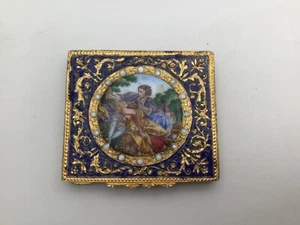 Antiguo estuche compacto en polvo esmaltado a mano en caja original - Imagen 1 de 11