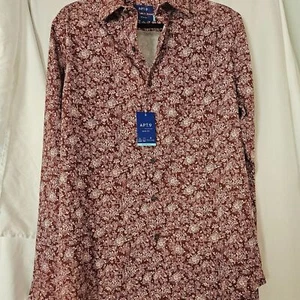 Apt. 9 Med men's dress shirt slim fit Dark Mauve Floral NWT - Picture 1 of 5