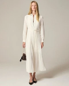 Vestido camisero plisado J.Crew Drapey marfil talla 10 nuevo con etiquetas - Imagen 1 de 6
