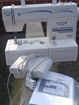 Nähmaschine PFAFF 6091 IDT Obertransport Jeans Leder Seide Baumwolle - Bild 1 von 4