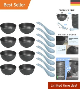 Set aus 8 unzerbrechlichen Müslischalen 700ml & 8 Löffeln für Frühstück & Snacks - Bild 1 von 8