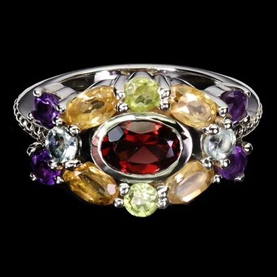 Black Friday 925 Sterling Silver Ring Oval Mozambique 7x5mm Citrine Jewelry Sz 7 - Image 1 of 4