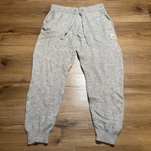 Alo Womens MEDIUM High Waist Dove Grey Heather Jet Set Pant Cashmere Jogger Knit - Picture 1 of 15