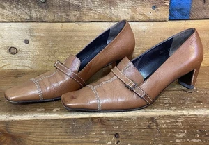 Zapatos de salón mocasines de tacón marrón Celine talla 6 B EU 36 punta cuadrada - Imagen 1 de 13