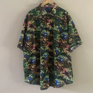 Robert Graham Men’s Colorful Camo Patterned Short Sleeve Button Shirt Size 4XL - Picture 1 of 14